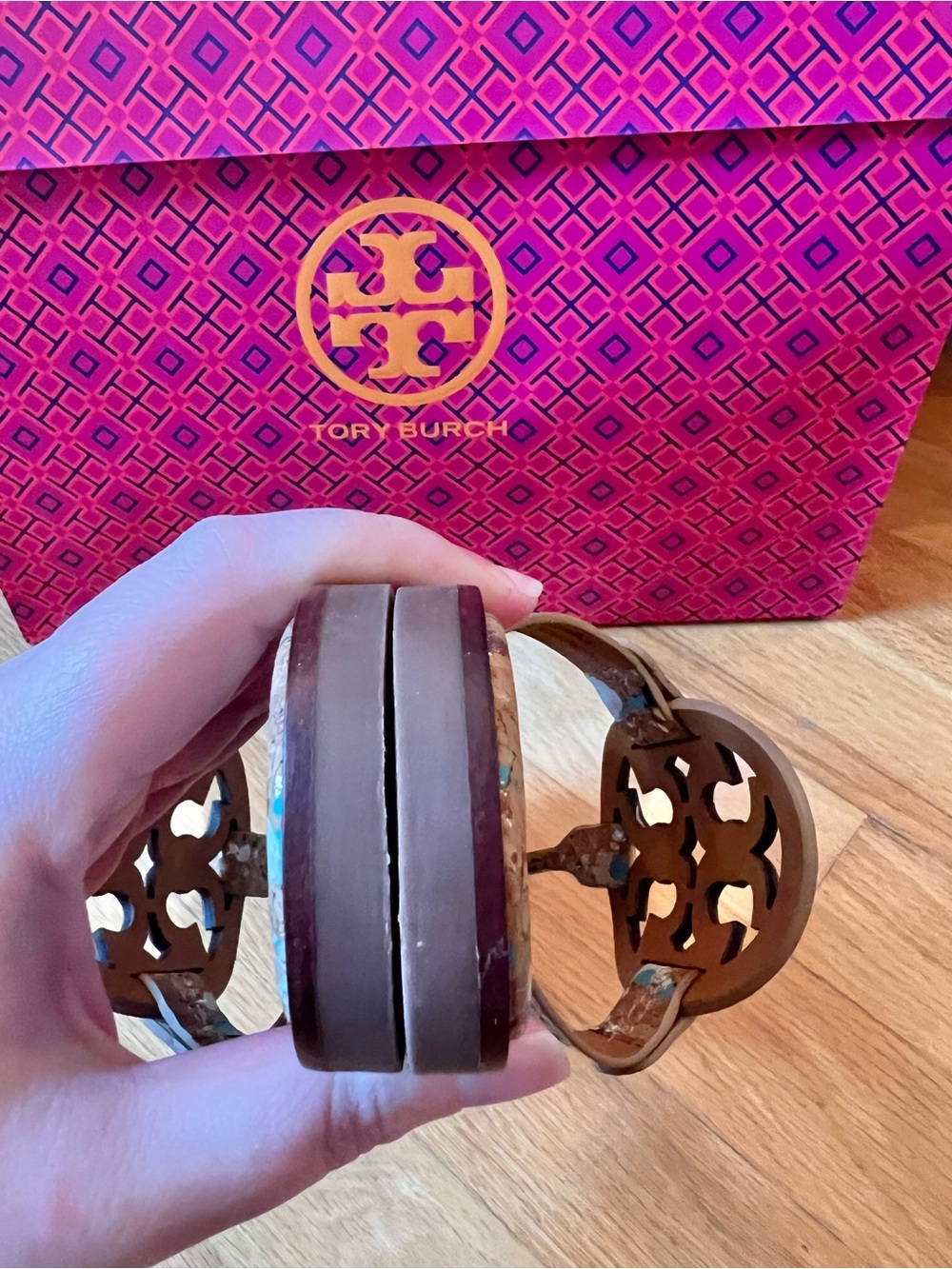 Tory Burch Blue Confetti Miller Welt Cork Sandals - Picture 10 of 12